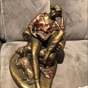 Rare Vintage Austin Sculpture Bestseller Alice Heath Woman Reading w/ Dog 1988